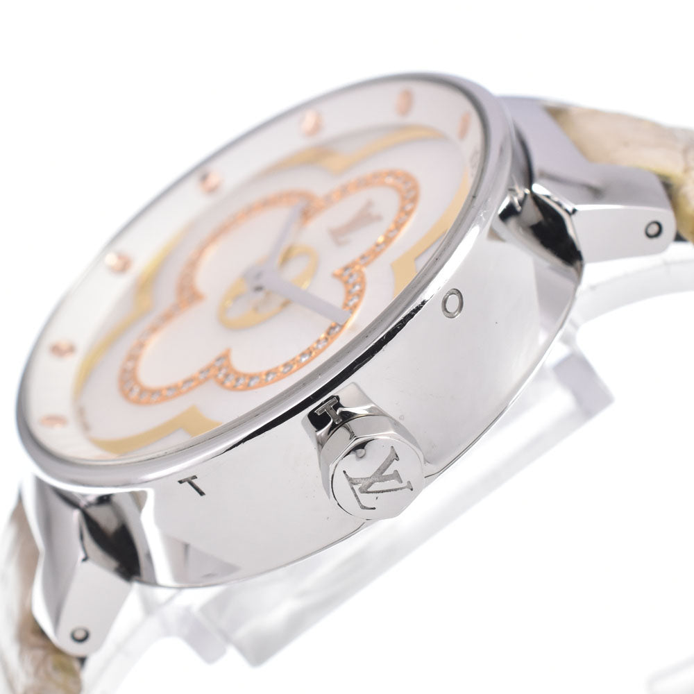 with paper LOUIS VUITTON Tambour Moon Divine MM QA019Z diamond White shell Dial Quartz Ladies
 Watch B#149542