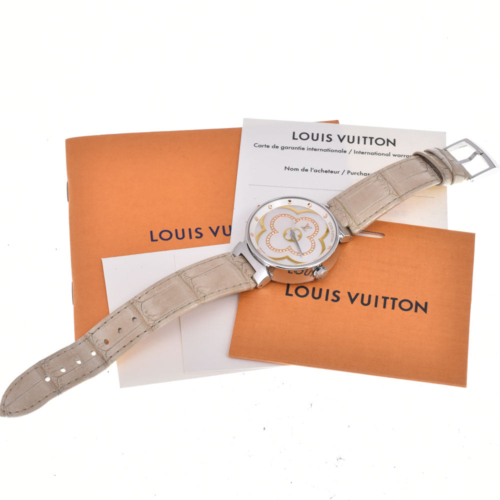 with paper LOUIS VUITTON Tambour Moon Divine MM QA019Z diamond White shell Dial Quartz Ladies
 Watch B#149542