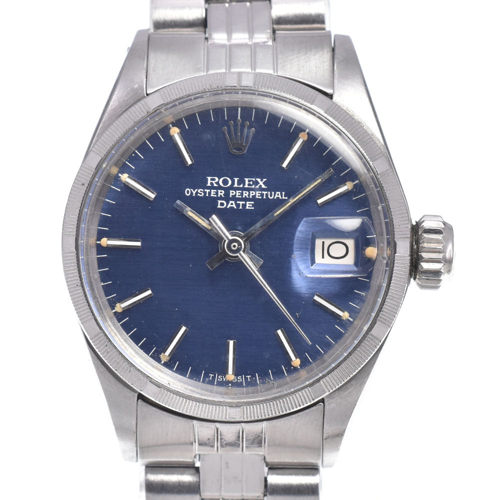 ROLEX Oyster perpetual date 6519 vintage Cal.1161 blue Dial Automatic Ladies
 Watch E#149543