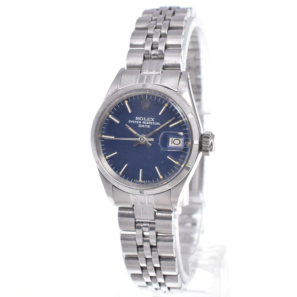 ROLEX Oyster perpetual date 6519 vintage Cal.1161 blue Dial Automatic Ladies
 Watch E#149543