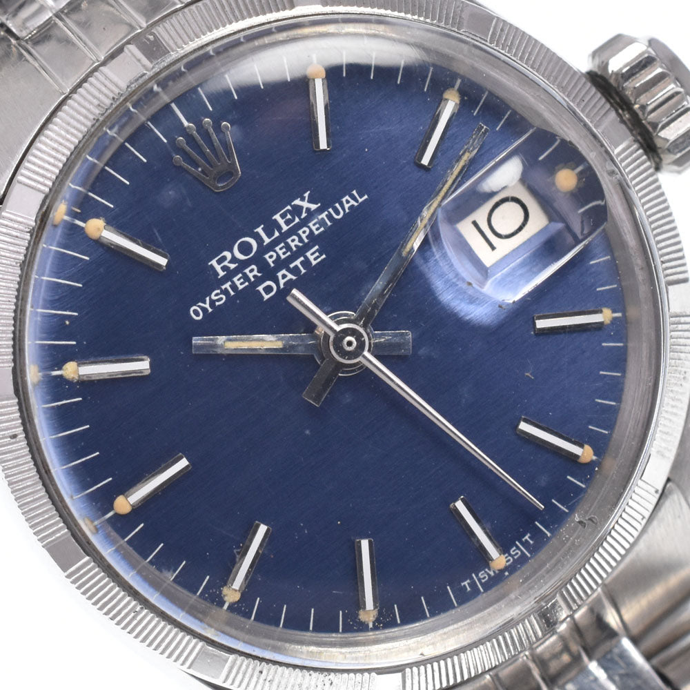 ROLEX Oyster perpetual date 6519 vintage Cal.1161 blue Dial Automatic Ladies
 Watch E#149543