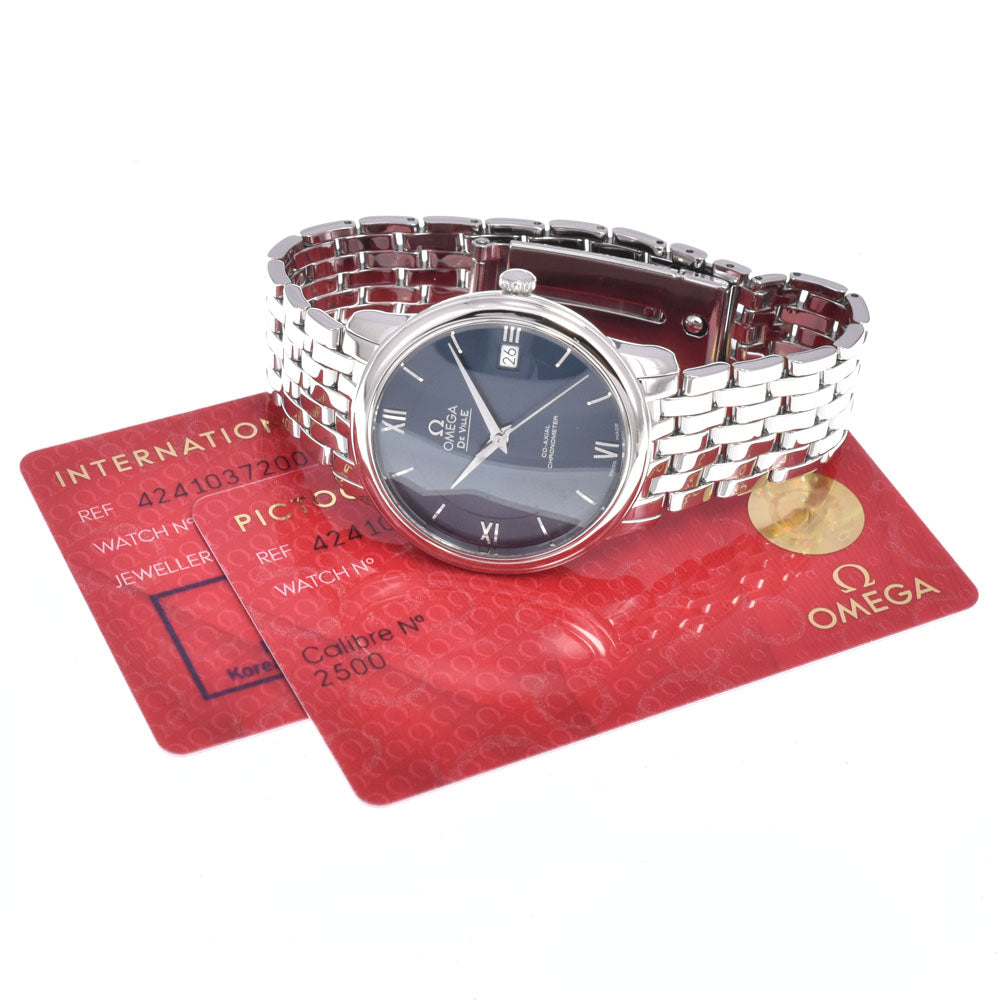 with paper OMEGA De Ville Prestige 424.10.37.20.03.001 Navy Dial Automatic Men's
 Watch A#149568