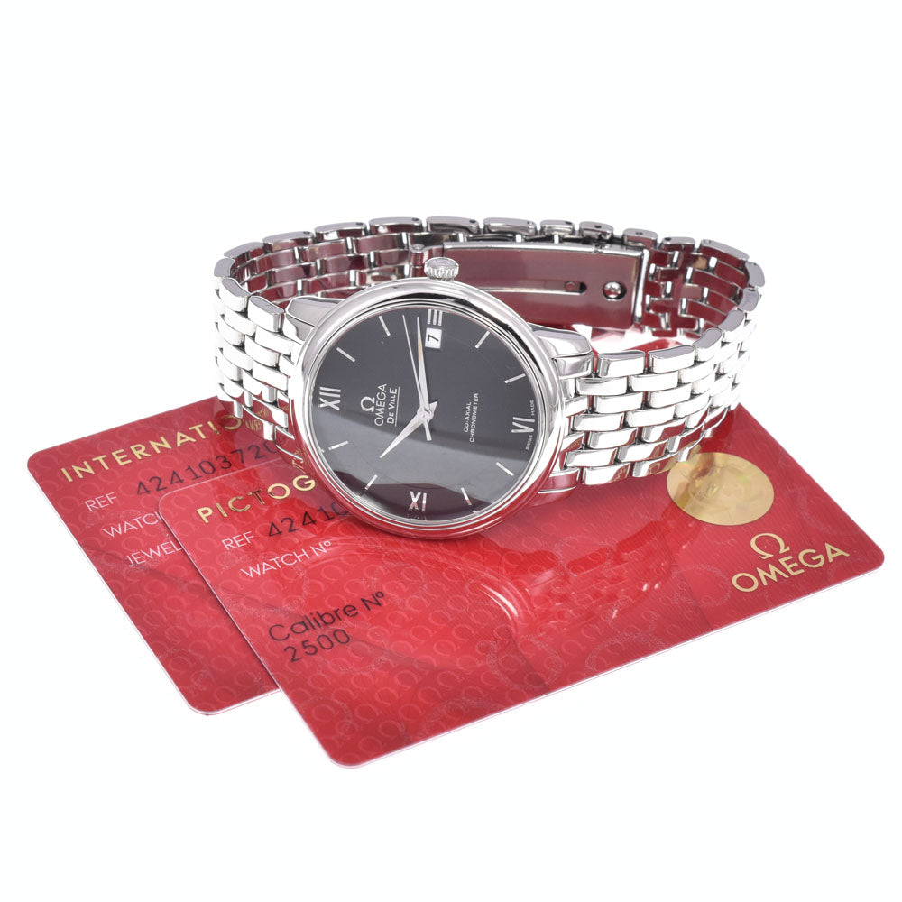 with paper OMEGA De Ville Prestige 424.10.37.20.01.001 Date CO-AXIAL black Dial Automatic Men's
 Watch B#149569