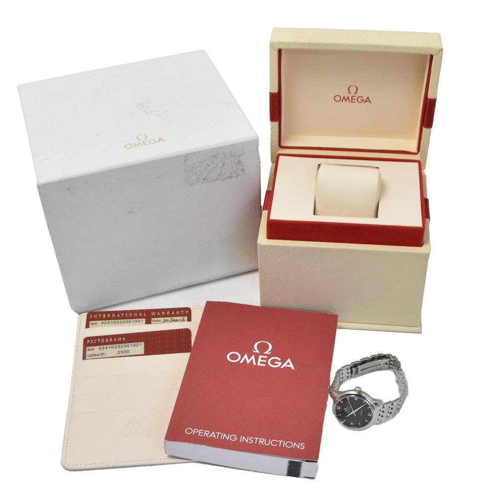 with paper OMEGA De Ville 424.10.33.20.01.00﻿1 Prestige Co-Axial black Dial Automatic Ladies
 Watch A#149572