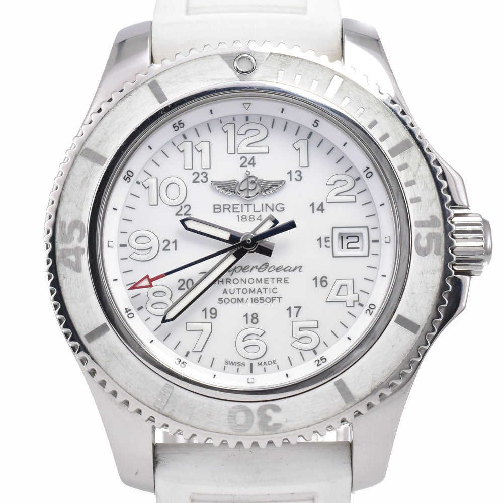 with paper BREITLING Super Ocean II A17365 white Dial Automatic Men's
 Watch C#149593