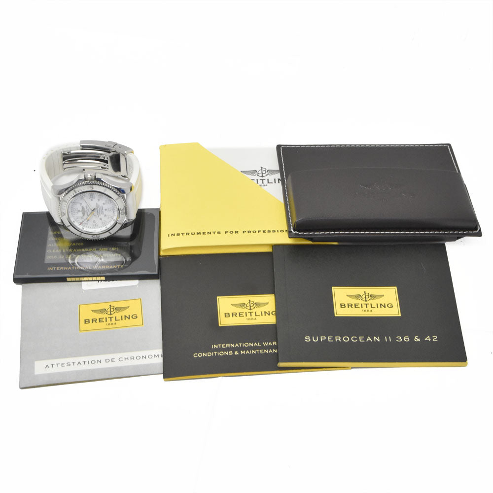 with paper BREITLING Super Ocean II A17365 white Dial Automatic Men's
 Watch C#149593