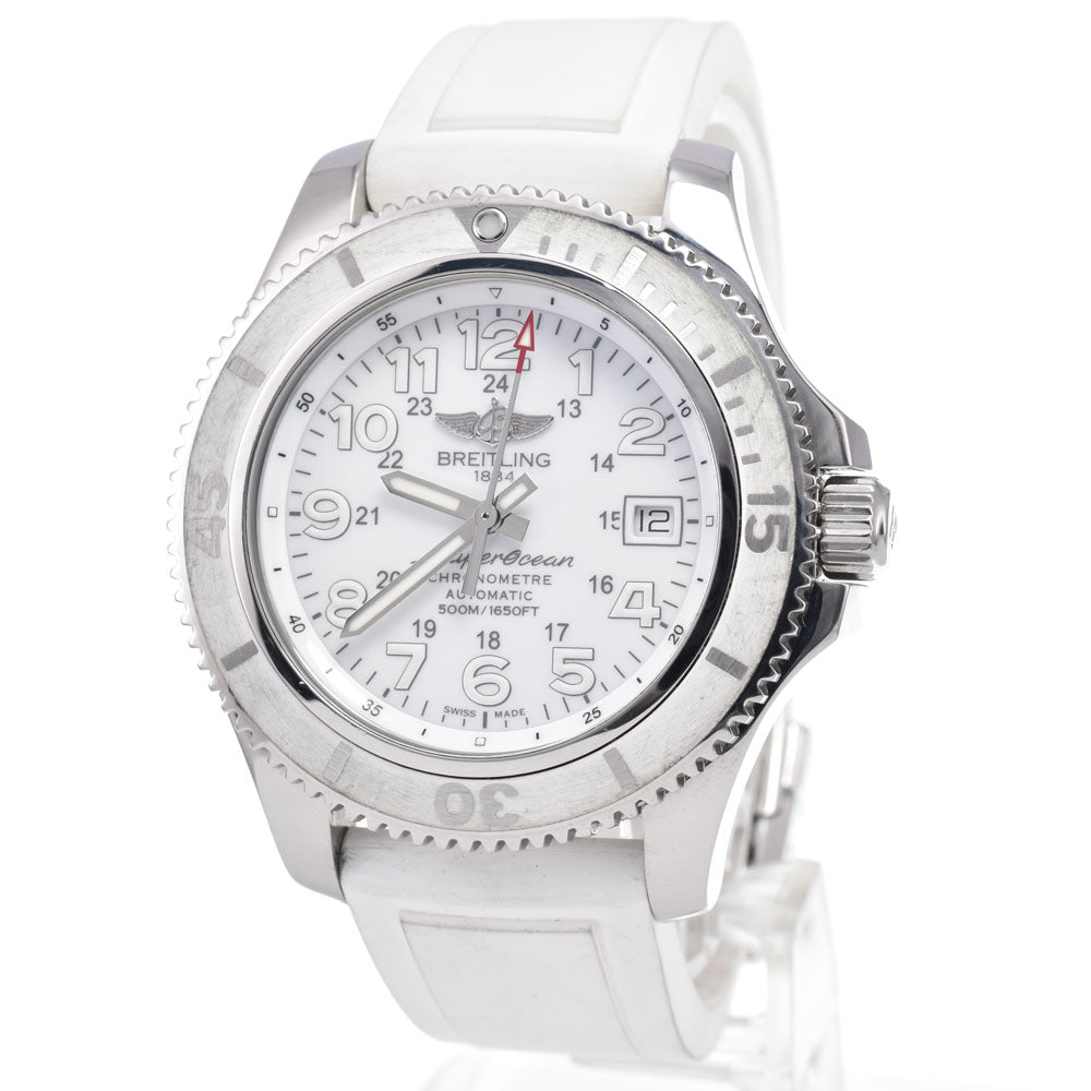 with paper BREITLING Super Ocean II A17365 white Dial Automatic Men's
 Watch C#149593