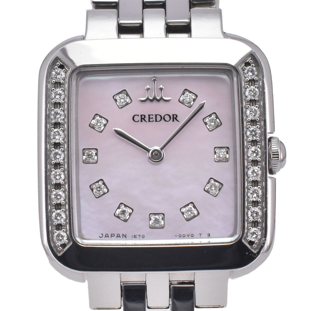 with paper SEIKO CREDOR SIGNO GSTE875 diamond Pink shell Dial Quartz Ladies
 Watch C#149599