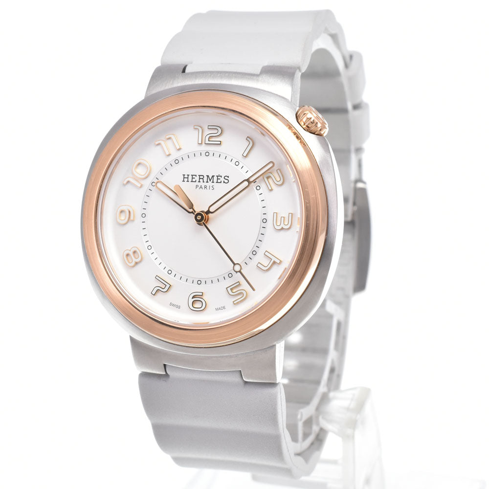 HERMES SD1.520 Hermes Cut Stainless Steel/18K Pink Gold Silver Dial Automatic Men's
 Watch B#149612
