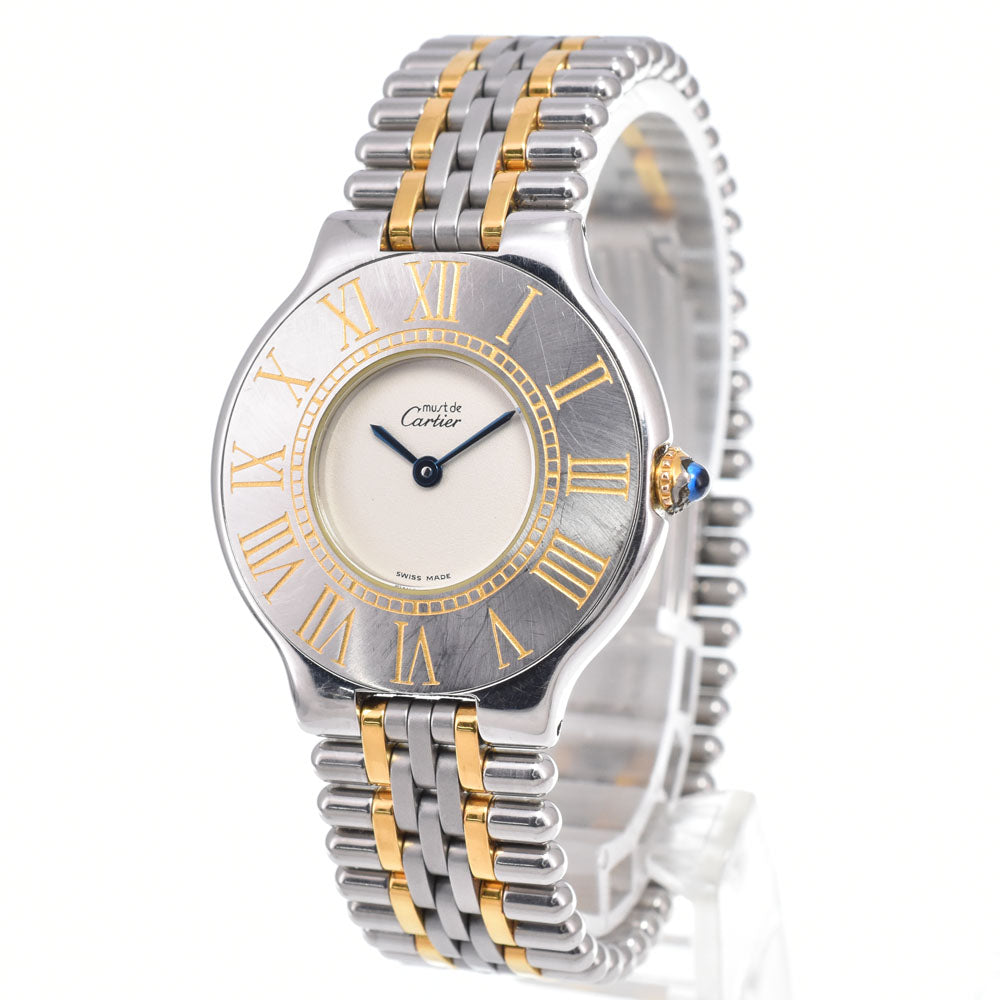 CARTIER Must21 Vantian W10050F4 Stainless Steel/Gold Plated Ivory Dial Quartz Men's
 Watch C#149626