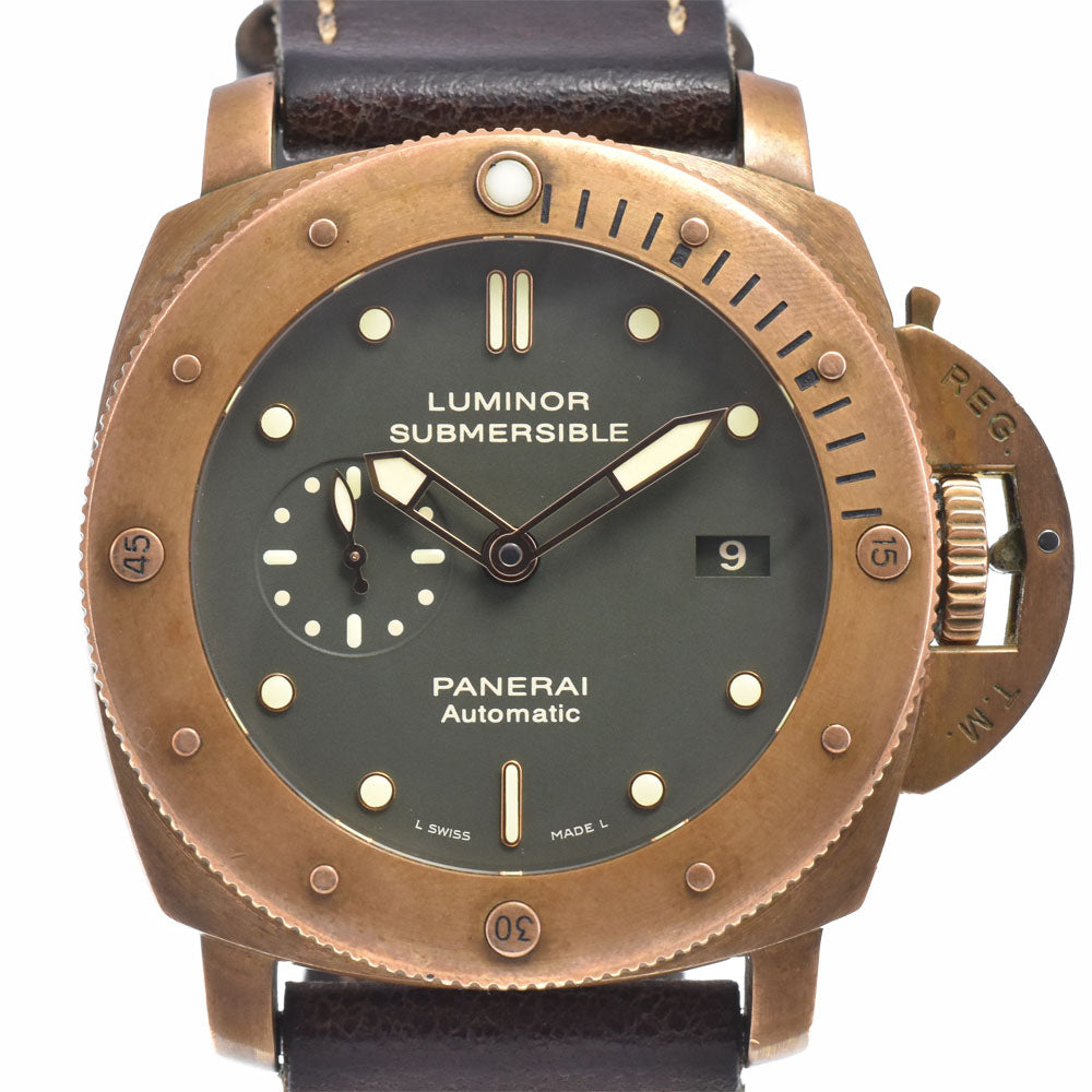 with paper PANERAI Luminor Submersible PAM00382 1950 3 Days 2 Barrel green Dial Automatic Men's
 Watch C#149634