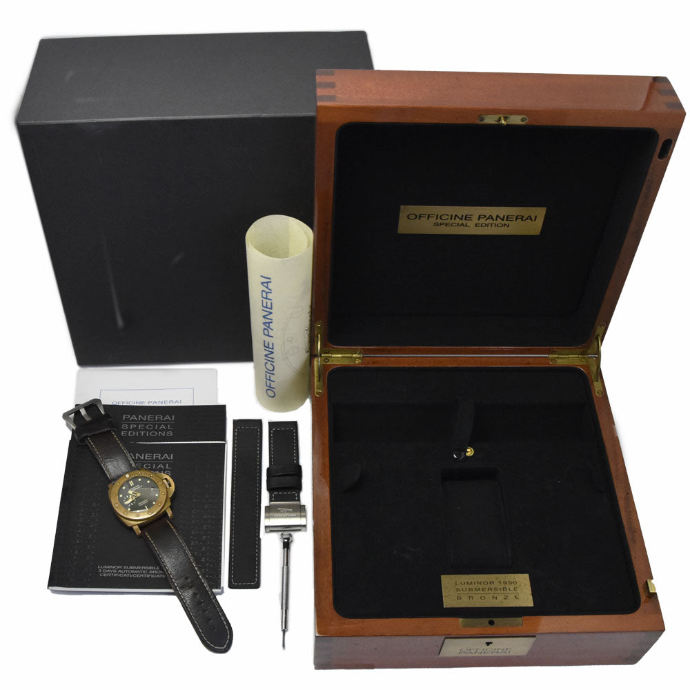 with paper PANERAI Luminor Submersible PAM00382 1950 3 Days 2 Barrel green Dial Automatic Men's
 Watch C#149634