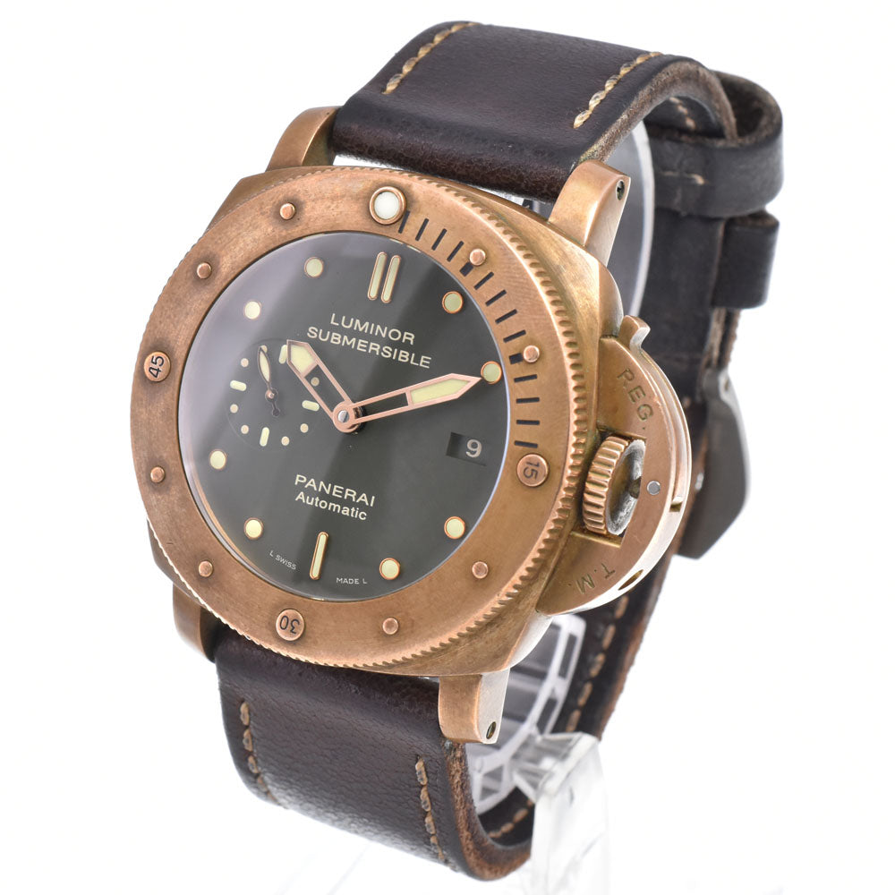 with paper PANERAI Luminor Submersible PAM00382 1950 3 Days 2 Barrel green Dial Automatic Men's
 Watch C#149634