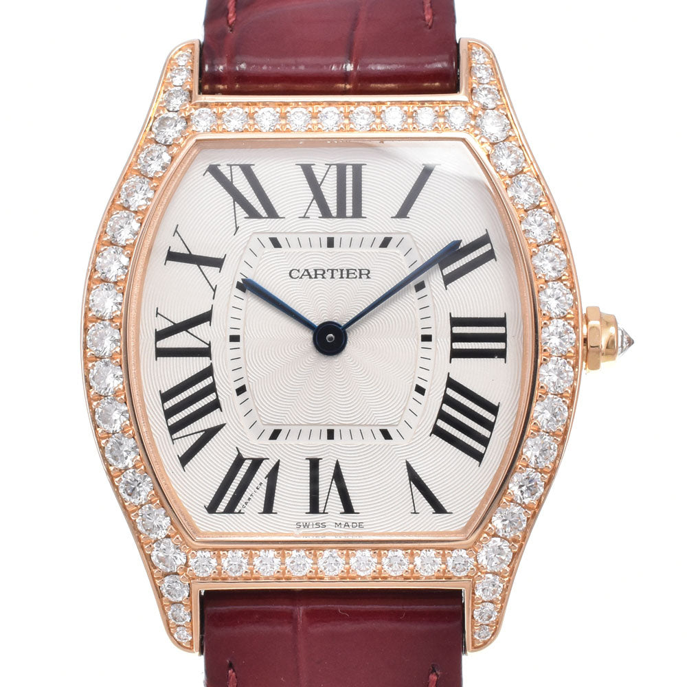 CARTIER Tochu MM WA501008 K18PG Diamond Silver Dial Hand Winding Ladies
 Watch C#149640