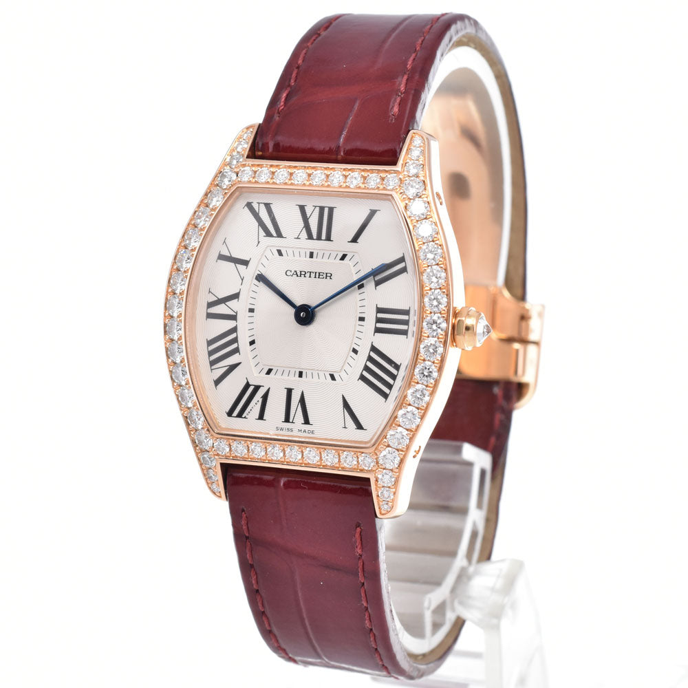 CARTIER Tochu MM WA501008 K18PG Diamond Silver Dial Hand Winding Ladies
 Watch C#149640