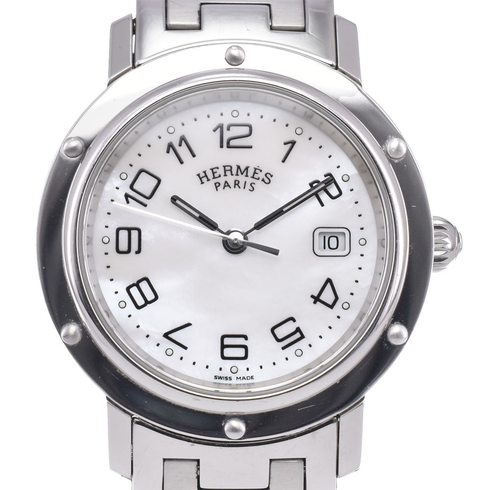 HERMES Clipper CL6.410 Date White shell Dial Quartz Men's
 Watch C#149642
