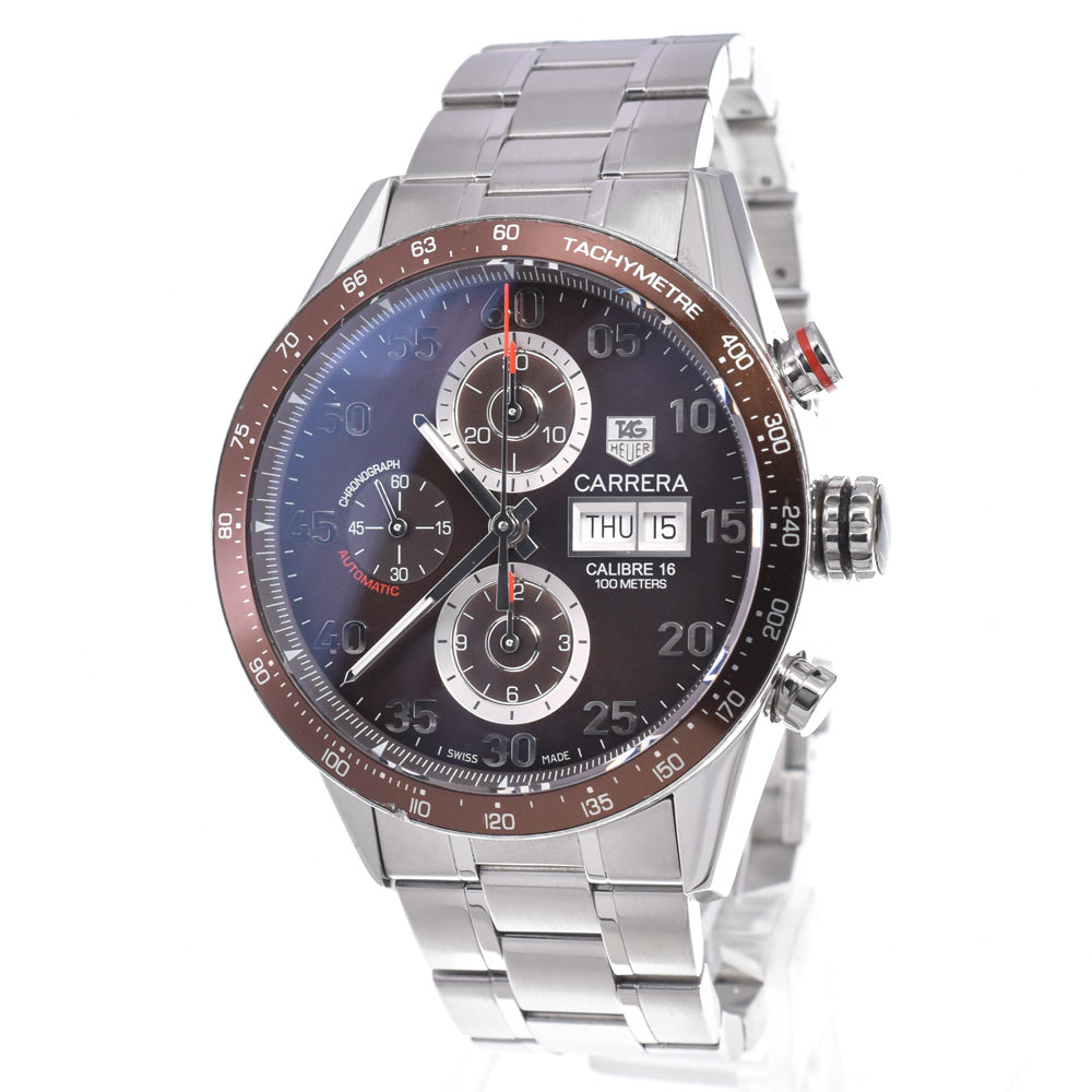 with paper TAG HEUER Carrera CV2A12.BA0796 Chronograph Brown Dial Automatic Men's
 Watch C#149648