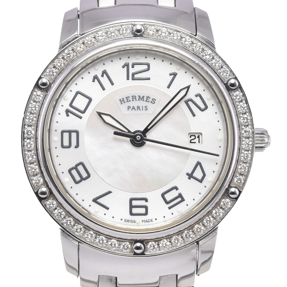 HERMES Clipper CP1.330 diamond Silver / white shell Dial Quartz Ladies
 Watch D#149655