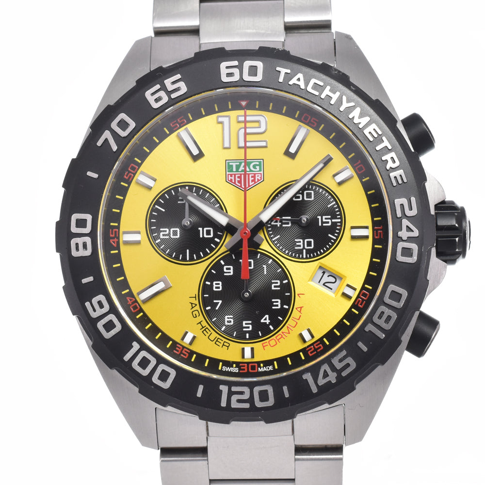 with paper TAG HEUER Formula 1 CAZ101AM.BA0842 Chronograph yellow Dial Quartz Men's
 Watch C#149668