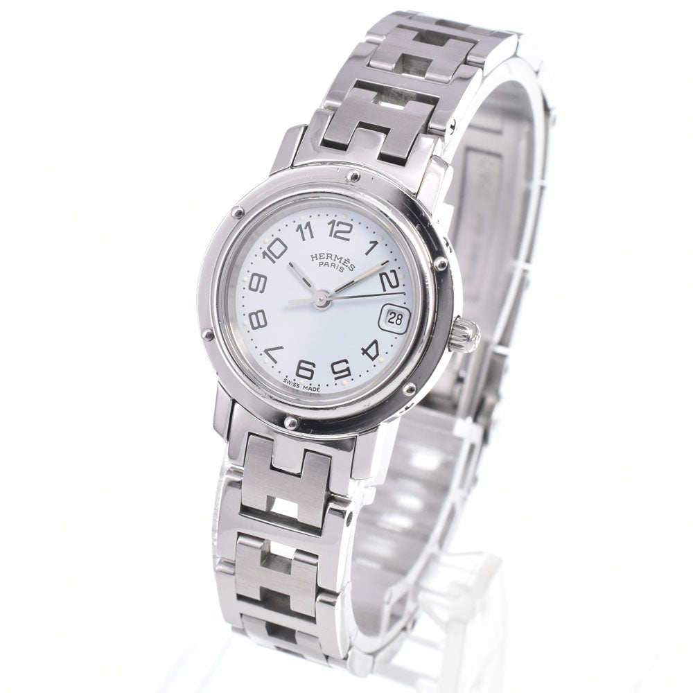 HERMES Clipper CL4.210 D buckle white Dial Quartz Ladies
 Watch E#149669