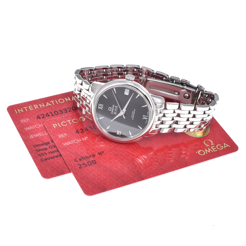 with paper OMEGA De Ville 424.10.33.20.01.001 Prestige Co-Axial black Dial Automatic Ladies
 Watch D#149674