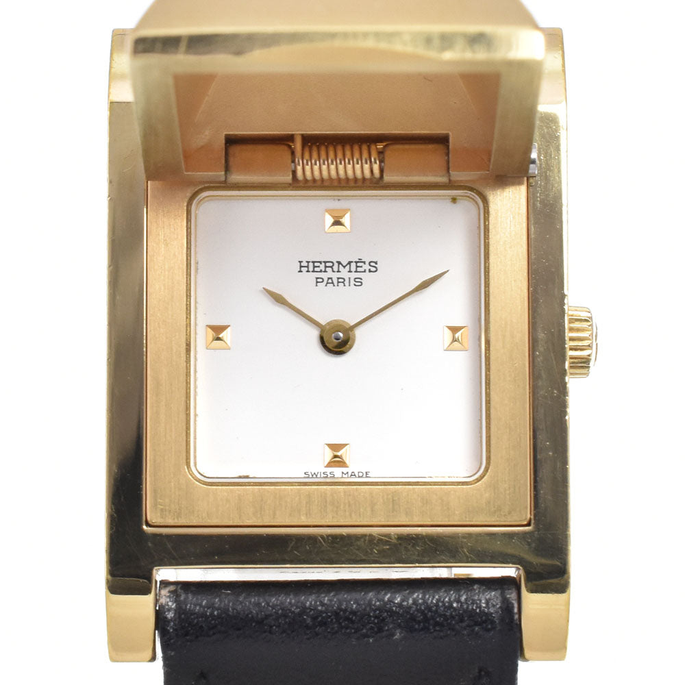HERMES Medor ME1.201 Gold Plated / Leather white Dial Quartz Ladies
 Watch D#149688