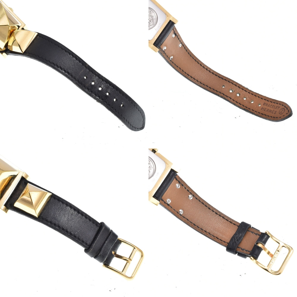HERMES Medor ME1.201 Gold Plated / Leather white Dial Quartz Ladies
 Watch D#149688