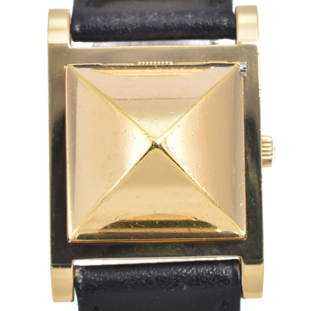 HERMES Medor ME1.201 Gold Plated / Leather white Dial Quartz Ladies
 Watch D#149688