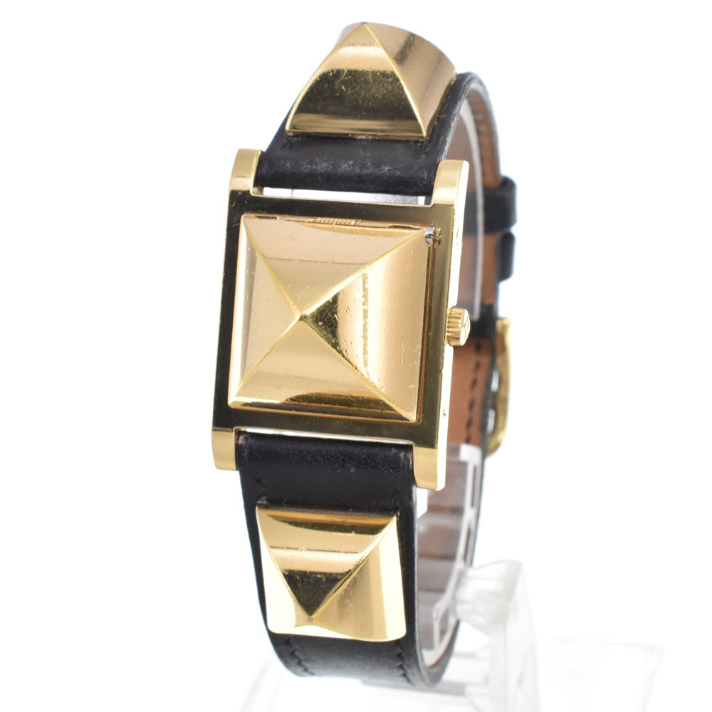 HERMES Medor ME1.201 Gold Plated / Leather white Dial Quartz Ladies
 Watch D#149688