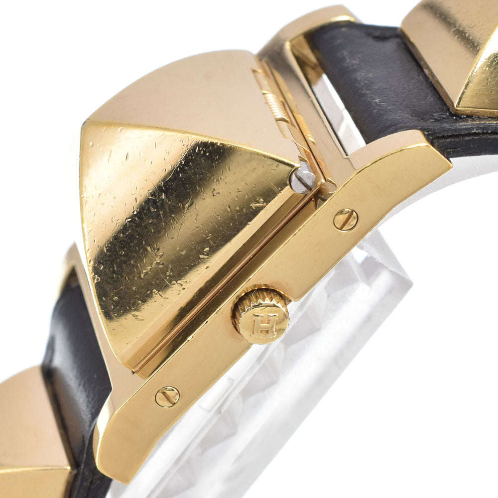 HERMES Medor ME1.201 Gold Plated / Leather white Dial Quartz Ladies
 Watch D#149688
