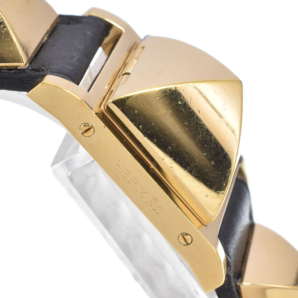 HERMES Medor ME1.201 Gold Plated / Leather white Dial Quartz Ladies
 Watch D#149688