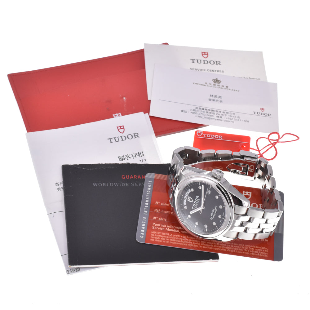 with paper TUDOR Glamor Day Date 56000 10P diamond black Dial Automatic Men's
 Watch C#149703
