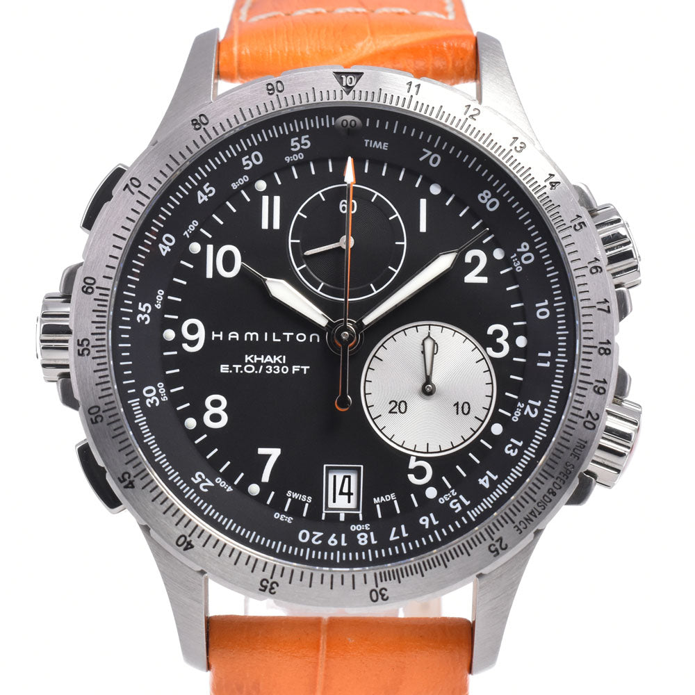 with paper HAMILTON Khaki Aviation ETO H776121 Chronograph Date black Dial Quartz Men's
 Watch C#149753