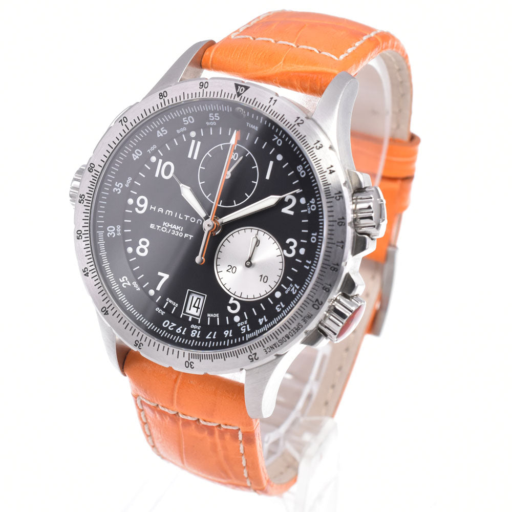 with paper HAMILTON Khaki Aviation ETO H776121 Chronograph Date black Dial Quartz Men's
 Watch C#149753