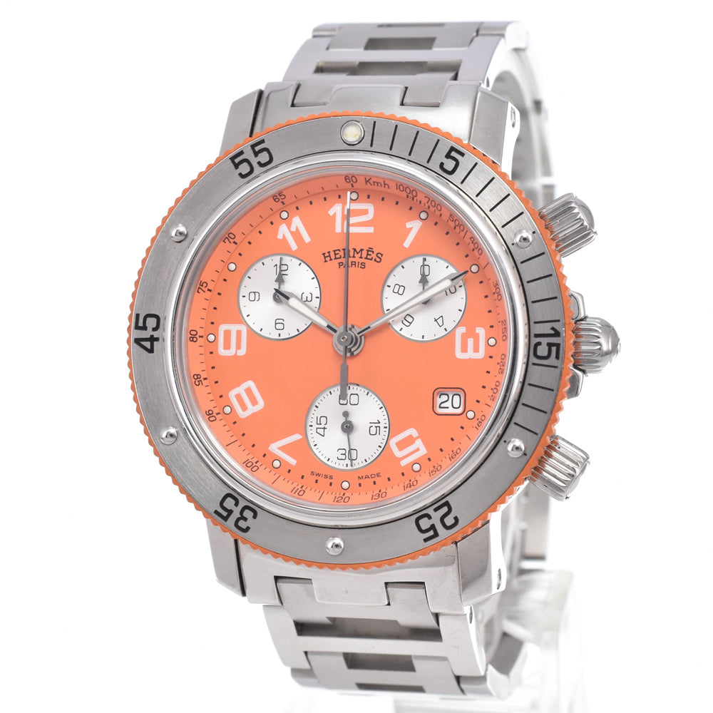 HERMES clipper divers CL2.916 Chronograph Orange Dial Quartz Men's
 Watch D#149779