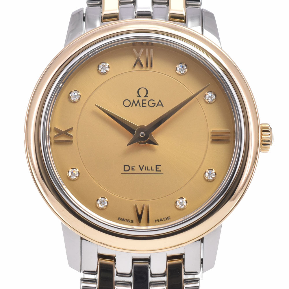 with paper OMEGA De Ville Prestige 424.20.27.60.58.001 Stainless Steel/K18YG 8P Diamond gold Dial Quartz Ladies
 Watch E#149781