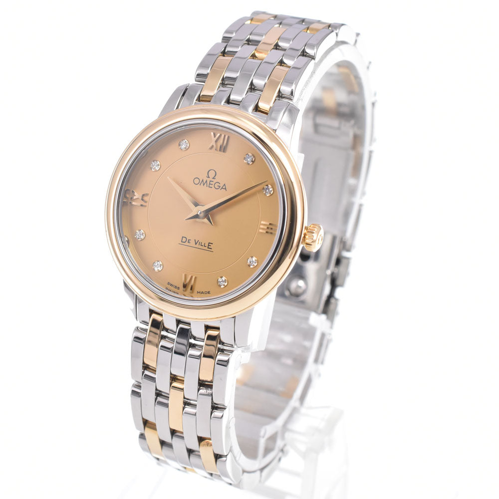 with paper OMEGA De Ville Prestige 424.20.27.60.58.001 Stainless Steel/K18YG 8P Diamond gold Dial Quartz Ladies
 Watch E#149781