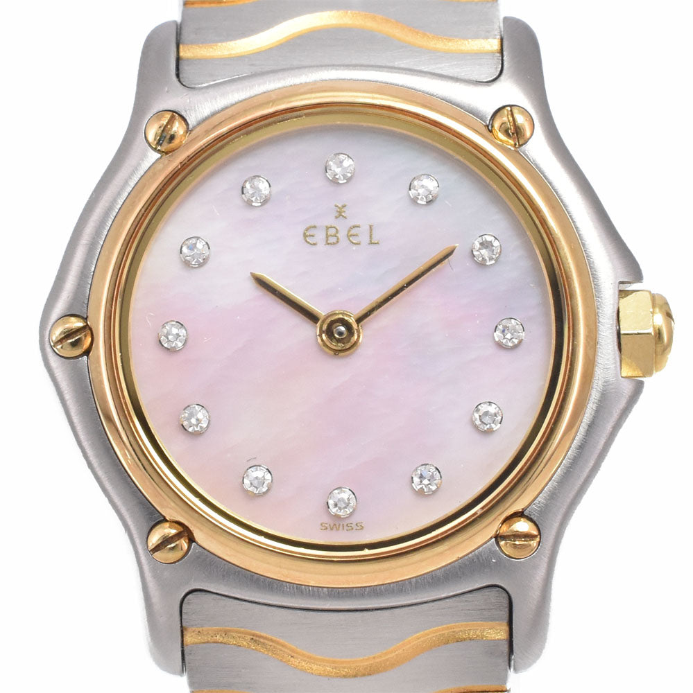 with paper EBEL Classic wave 1057901 K18YGBezel Pink shell Dial Quartz Ladies
 Watch D#149783