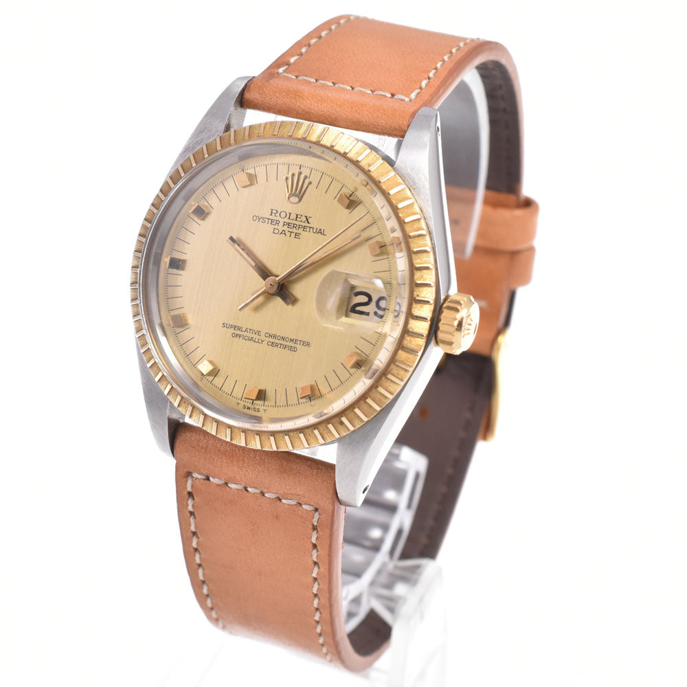 ROLEX Oyster Perpetual Date 1505 vintage Cal.1570 gold Dial Automatic Men's
 Watch D#149791