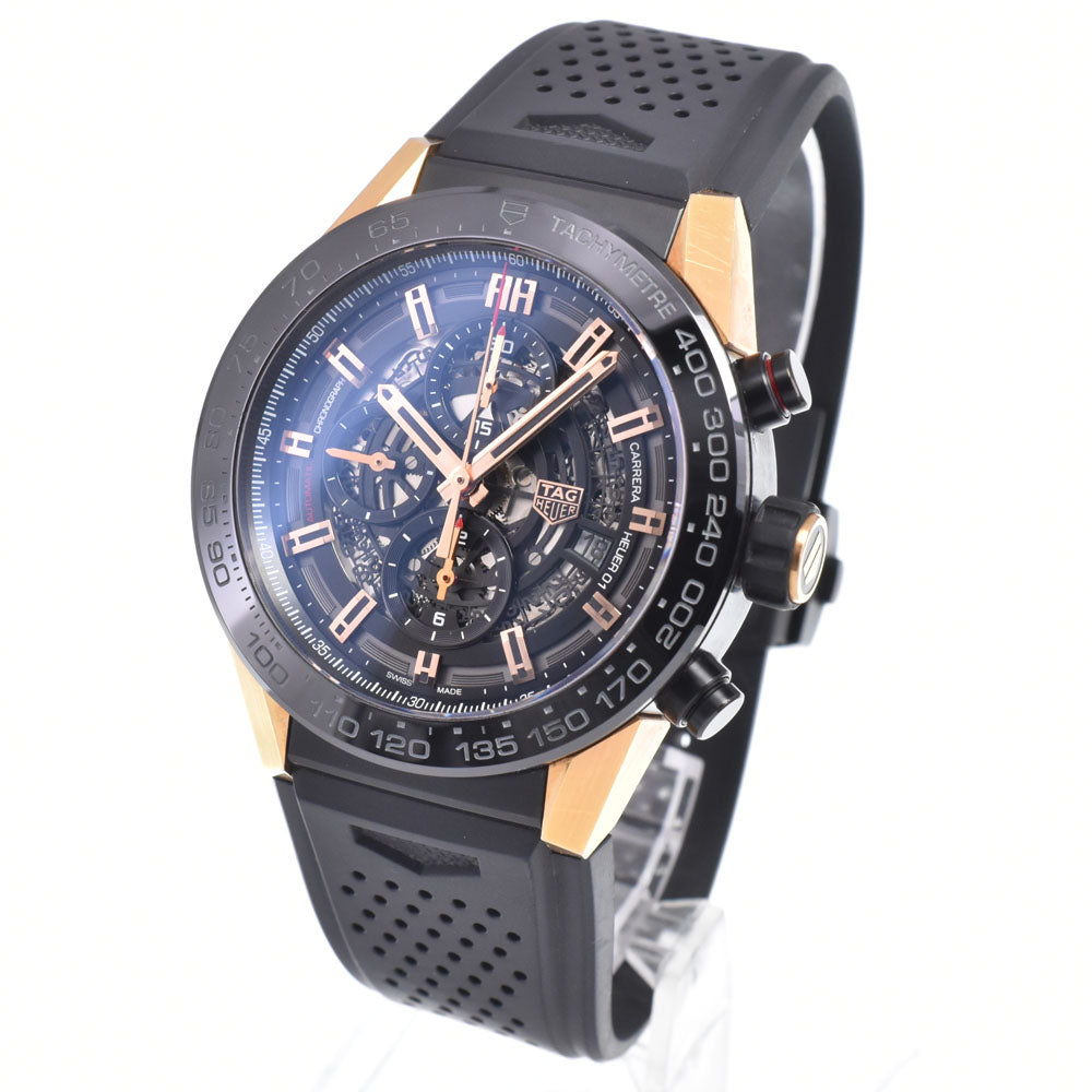 with paper TAG HEUER Carrera CAR2A5A.FT6044 Titanium/K18PG/Ceramic black Dial Automatic Men's
 Watch D#149793