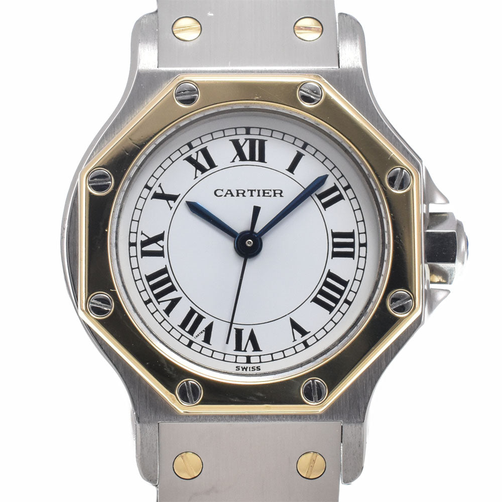 CARTIER Santos Octagon SM W2001683 Stainless Steel/YG white Dial Quartz Ladies
 Watch J#149799