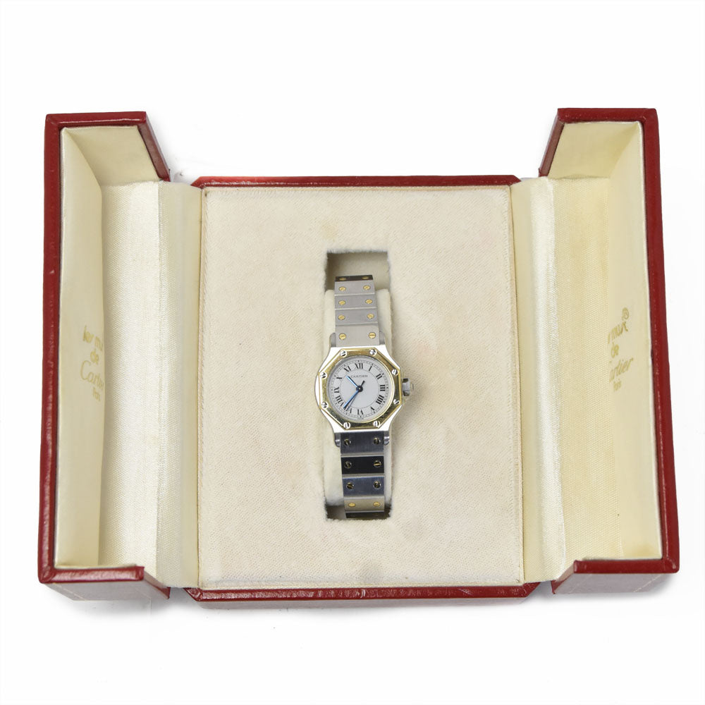 CARTIER Santos Octagon SM W2001683 Stainless Steel/YG white Dial Quartz Ladies
 Watch J#149799