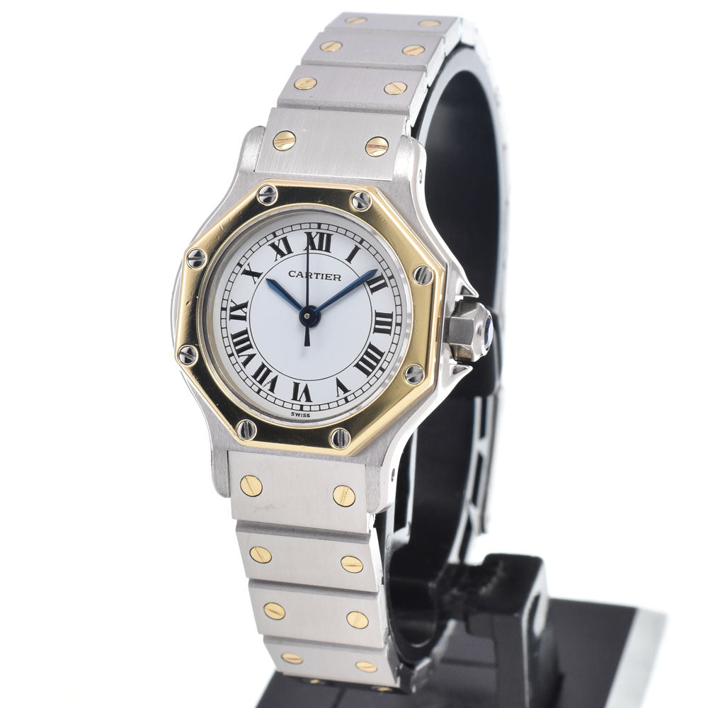 CARTIER Santos Octagon SM W2001683 Stainless Steel/YG white Dial Quartz Ladies
 Watch J#149799