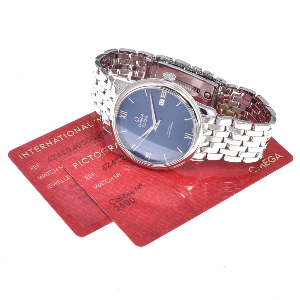 with paper OMEGA De Ville Prestige 424.10.40.20.03.001 Date CO-AXIAL blue Dial Automatic Men's
 Watch D#149824