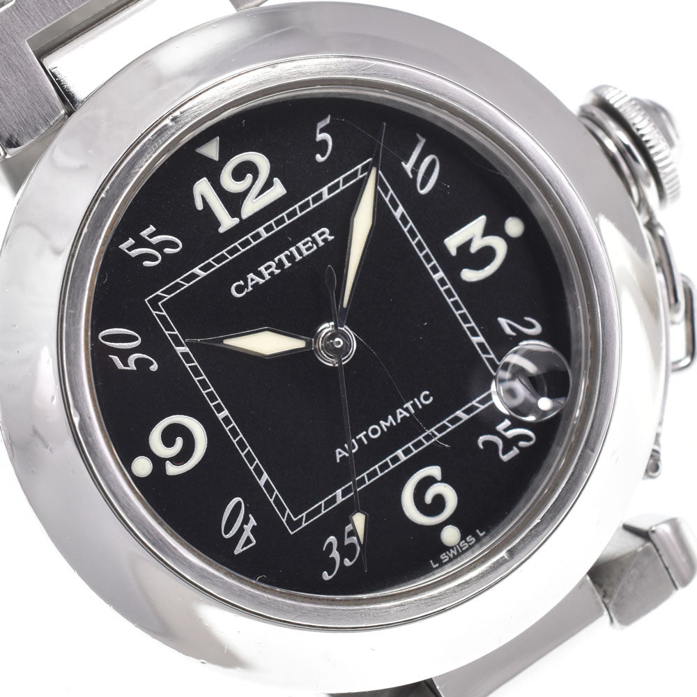 with paper CARTIER Pasha C W31043M7 Date black Dial Automatic