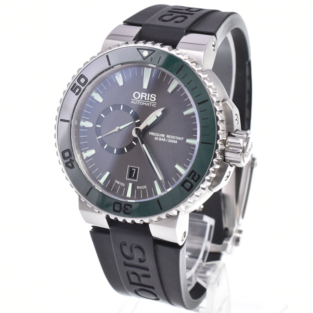 with paper ORIS Aquis 7673 Small second date gray Dial Automatic Men's
 Watch G#149860