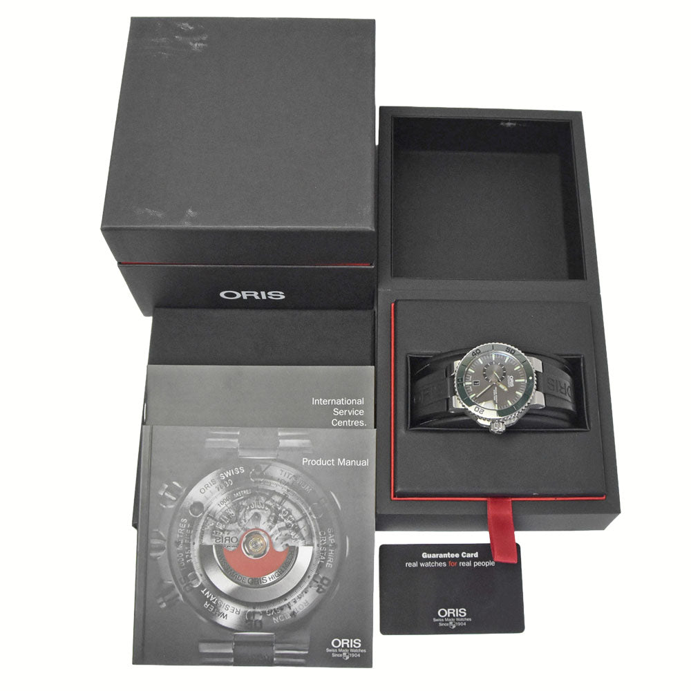 with paper ORIS Aquis 7673 Small second date gray Dial Automatic Men's
 Watch G#149860