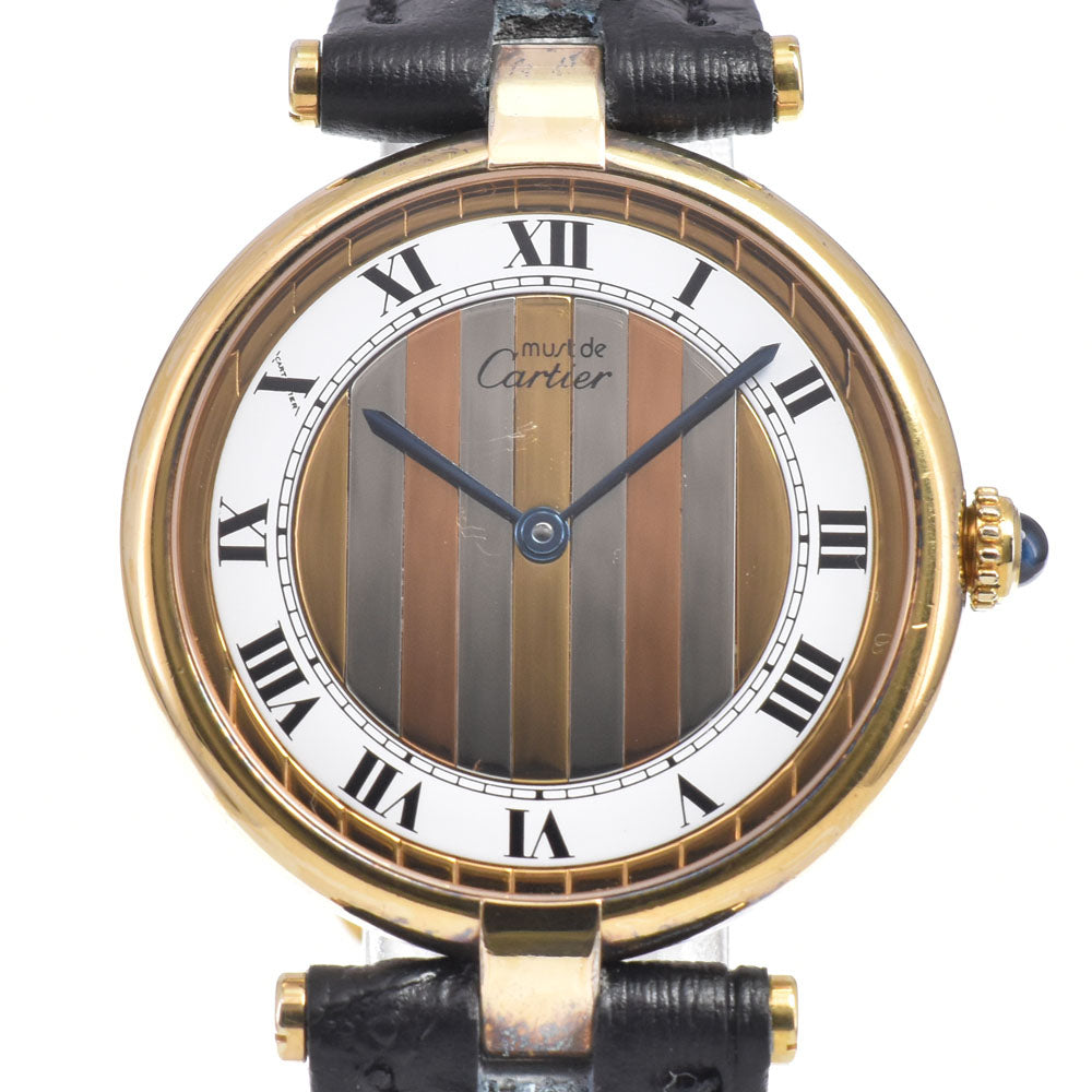 with paper CARTIER Must Vendome Vermeil 590003 vintage Trinity/White Dial Quartz Unisex
 Watch G#149927