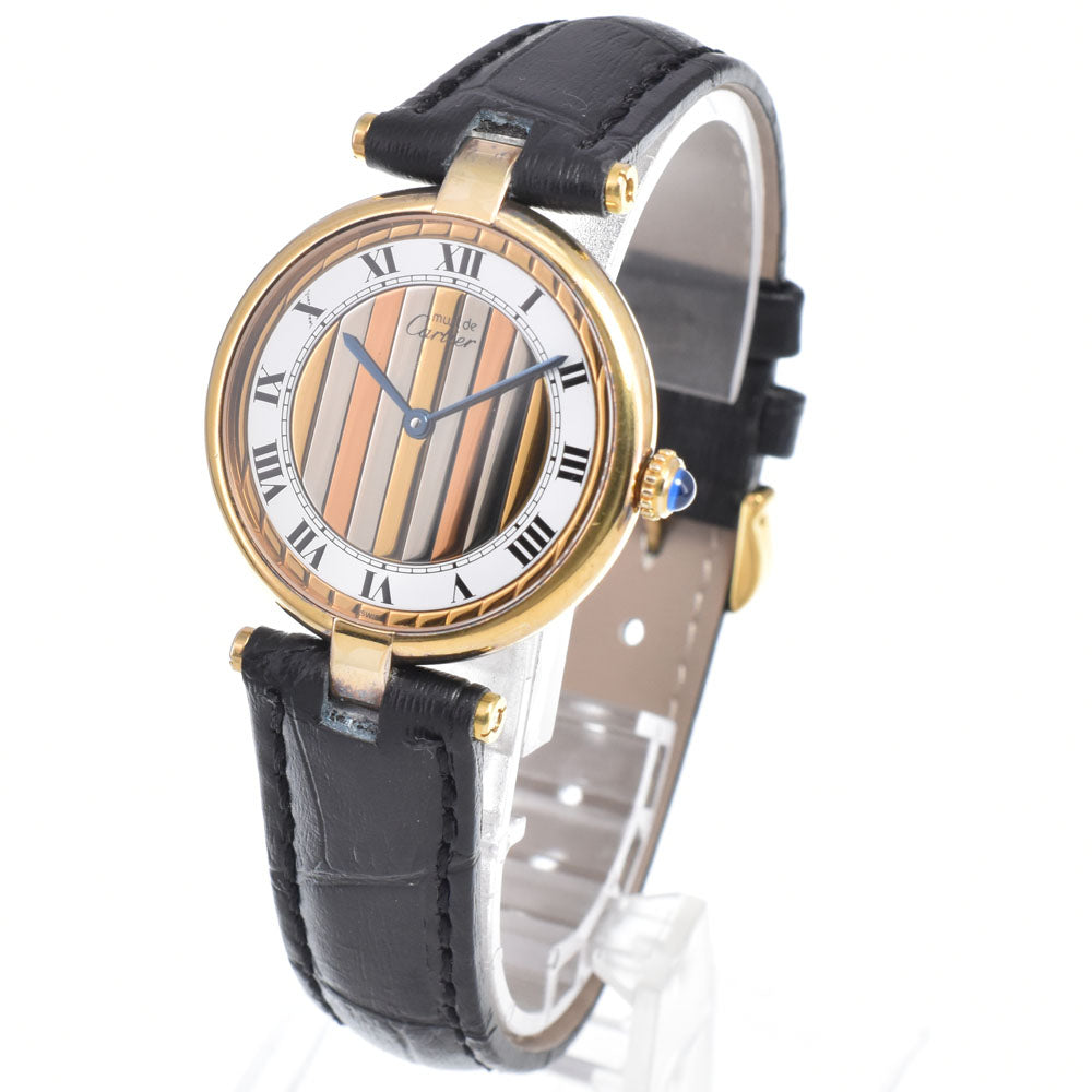 with paper CARTIER Must Vendome Vermeil 590003 vintage Trinity/White Dial Quartz Unisex
 Watch G#149927