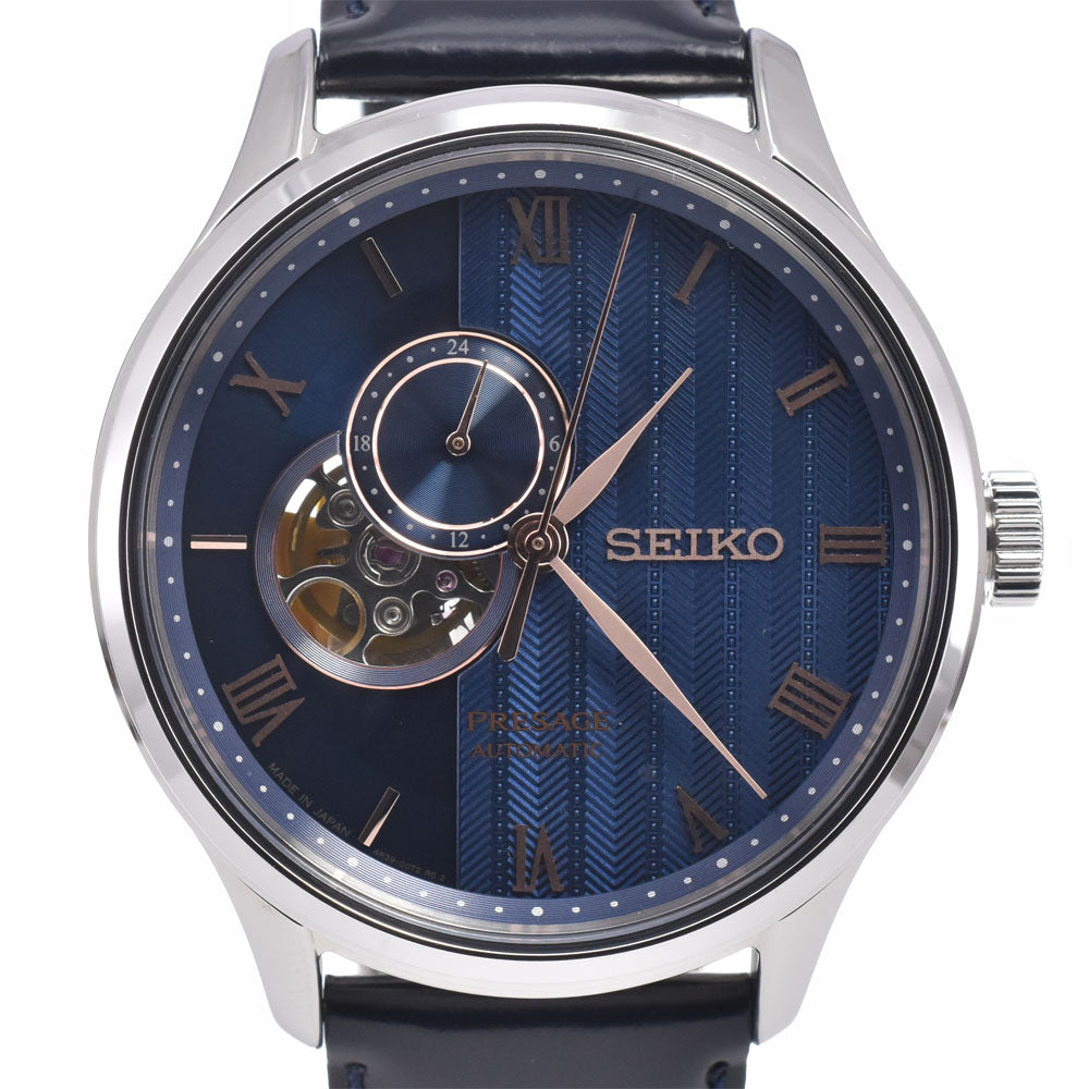 with paper SEIKO Presage SARY187/４R39-00W0 see-through back blue Dial Automatic Men's
 Watch E#149933